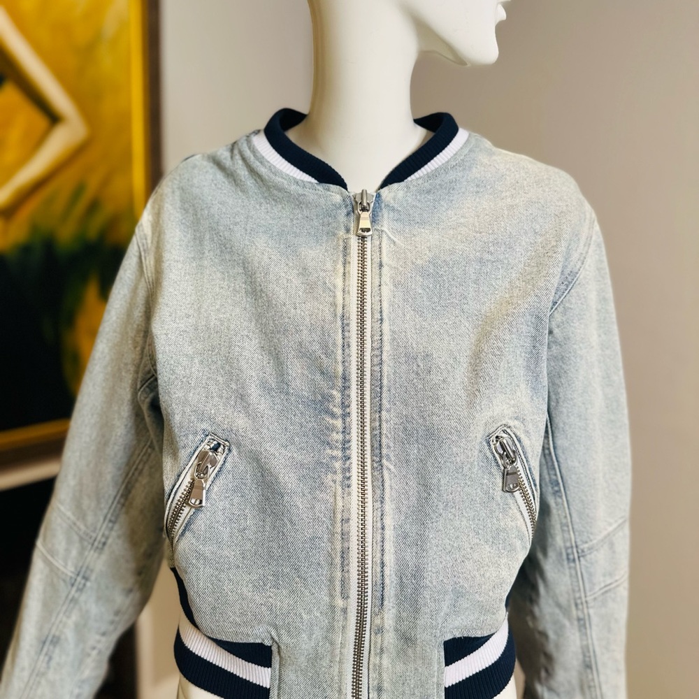 Skinny Girl Denim Bomber Jacket with Zip